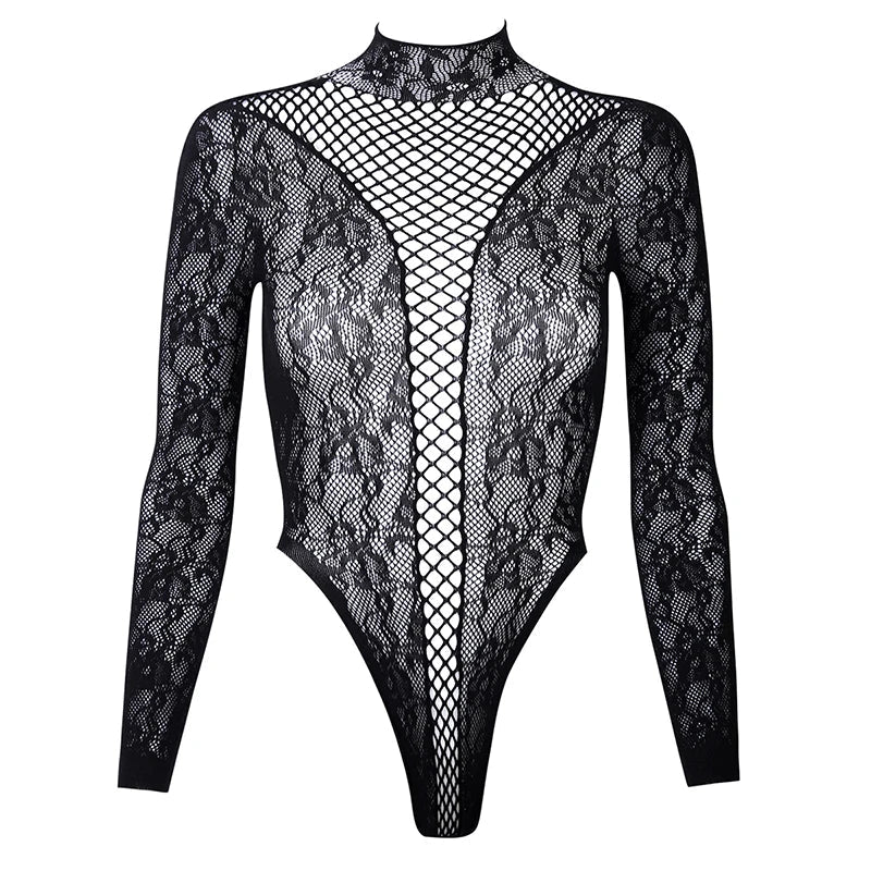 New American Style Fashion Men Vests Tops Crew Neck Sexy HollowMesh Bodysuit CasualLong Sleeve Tank Clubwear Party Costume