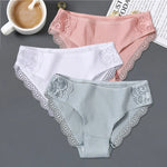 New 3Pcs/set Women's Cotton Panties M-2XL Women Patchwork Lace Underwear Sexy Low Waist Briefs Ladies Comfortable Underpants