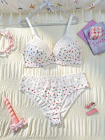 Wide Straps Plus Size Women's underwear set Flowers Lace Unlined Underwire Support Bra Comfort Lace Panties Lingerie Set