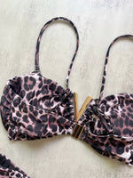 Sexy Brown Leopard Print Micro Bikini Women Metal V Neck Push Up High Waist Swimsuit 2026 Beach Bathing Suit Vacation Swimwear