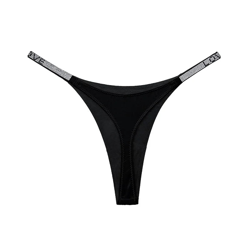 Sexy Panties Women Thongs Rhinestones G string Letter Diamonds Sports Thong Low Waist Briefs T-back Fitness Size S-XL