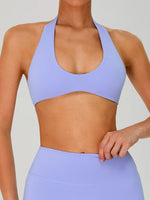 Fitness Sports Bra Women Halter Top High Support Push-up Open Back Gym Wear Hanging Neck Fitness Bar Yoga Bar Workout Underwear