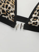 Leopard print black 2-piece set without steel rim or chest cushion women underwear with sexy straps girls' bra Lingerie MR3475