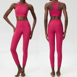 Yoga Set 2 Pieces Women's High Waisted Leggings Sports Vest Exercise Clothing Workout Outfits Fitness Sportswear Gym Tracksuit