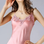 100% Pure Silk Pajamas for Women Mulberry Silk Sexy Silk Suspenders for Women Sexy Nightwear Women's Nightie Sleepwear