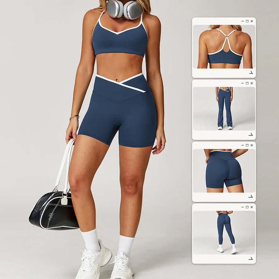 Sportswear Woman Gym Sports Bra Shorts Leggings 2 Piece Set Workout Naked Feeling Seamless Female Fitness Clothing Tracksuits