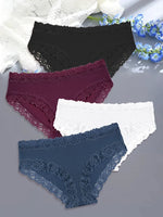 4Pcs Sexy Cotton Lace Panty Women Low Waist Panties Underwear S-XL Solid Color Ladies Briefs Lingere Underware Comfortable Women