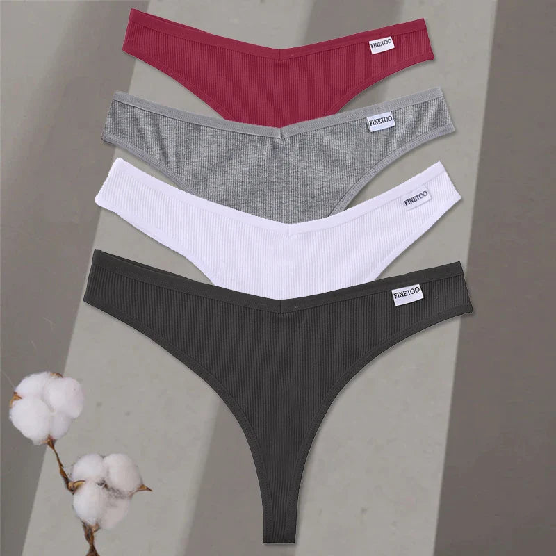 4Pcs/set Cotton Thongs Women Low-Rise Bikini Underwear M-XL Comfortable G-string Female Fruit Embroidery T-Back Panties Lingerie
