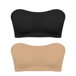 Women's Sexy Strapless Push Up Bra Removable Padded Seamless Ice Silk Top Women Invisible Beauty Back Anti-slip Off-shoulder Bra