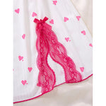 Women's Sleepwear Underwear Rose Lace Bow & Heart PrintSleep Dress Sexy Pijamas SetV NeckPajamas Mini Nightgowns Hot Dress