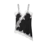 HH Sexy Women Asymmetrical Lace Slip Tops Summer Female Backless Sleeveless Off Shoulder Underwear Tanks Elegant Beach Camisole