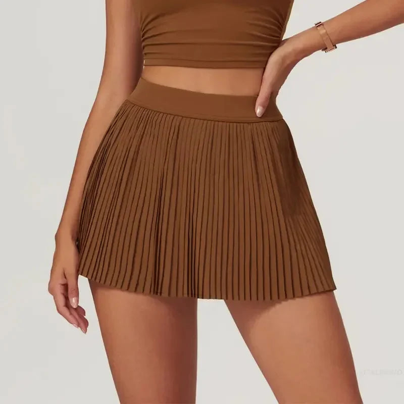 Women's fashion 2-in-1 golf tennis skirt pleated fitness suit with inner pocket, women's sexy style