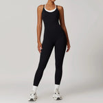 Yoga Jumpsuit Fake two color contrast halter sport jumps Women Push Up Gym Fitness Overalls Sport Outfit Sportswear Clothes 8843