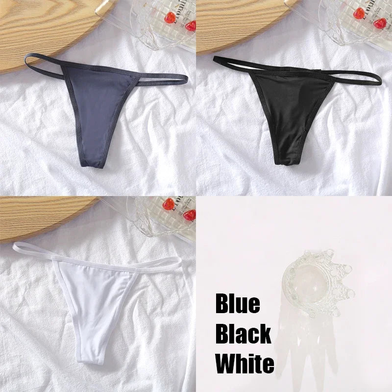 New 3PCS/Set Cotton Bikini Panties Women Sexy Solid Color Low Waist Thongs Female Breathable G-String Underwear Comfort Lingerie