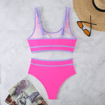 Women's High Waisted Bikini Sets 2026 Sporty Two Piece Swimsuits Color Block Cheeky High Cut Bathing Suits Summer Biquini Black
