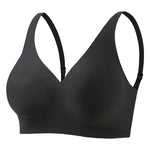 Women's Deep V Jelly Seamless Bra Wire-Free 3D Soft Support Thin Molding Leopard Print Solid Color Comfortable Bra Underwear