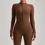 Women's Jumpsuits One-Piece Suit Yoga Set Zipper Long Sleeve Gym Push Up Workout Clothes Fitness Bodysuit Sportswear Tracksuit