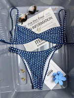 Sexy Coffee Polka Dot Print Bikini Set 2026 Women Pleate Push Up Bra Hollow Out Thong Swimsuit Summer Pool Bathing Suit Swimwear
