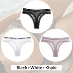New 3Pcs Lace Thongs Women Floral G-string Underwear Trendy Letter T-Back Underpants Sexy Low Waist Bikini Panties Ladies Panty