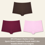 3PCS Women'sCotton Seamless Panties Sports Boxers Underwear Female Solid Color Briefs Cozy Lingerie Intimate Underpants XS-XL