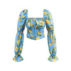 French Vacation Style Casual Sky Blue Lemon Print Short Shirt For Woman Pure Desire Elegant For Women Square Neck Summer WTGS test