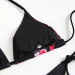 Sexy Micro Bikini 2025 Women Black Floral Print Push Up Bra Tie Side Thong Swimsuit Brazilian Beach Bathing Suit Pool Swimwear