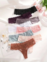 5Pcs Lace Sexy Thongs Women Low-Rise Briefs Sexy Soft Ladies Underwear Trendy Floral Underpants Female Flowery Panty Lingerie