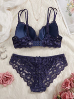 Single of Women's Underwear Set Sexy Lace Patchwork with Push Up Bra Romantic Sheer Women's Panties