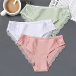 3Pcs/set Women's Cotton Panties M-2XL Women Patchwork Lace Underwear Sexy Low Waist Briefs Ladies Comfortable Underpants 2022