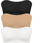 Women's Sexy Strapless Push Up Bra Removable Padded Seamless Ice Silk Top Women Invisible Beauty Back Anti-slip Off-shoulder Bra