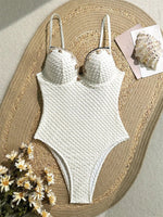 Vintage White One Piece Swimsuit 2025 Women Sexy Shell Ornament Push Up Underwire Slim Fit Tummy Control Swimwear Monokini
