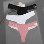 3Pcs/set Cotton Thongs Lace Bikini Underpants Women S-XL T-Back Underwear Ladies G-string Soft Thong Panties Female Lingerie New