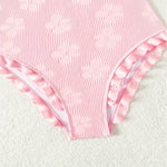 Light Pink One Piece Swimsuit for Women High Waist Hollow Out Ruffle Suspender Backless Monokini Bikini Beach Swimwear 2024 New