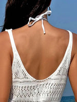 Elegant Temperament Women's Fashion Hollow Out Maxi Dress Cover up Skirt Suspender Skirt Showing Body Waistline Free Bikini