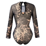 Vintage Black Floral Print One Piece Swimsuit Women Summer Long Sleeve Slim Fit Swimwear Skirt Set 2025 Holiday Bathing Suits