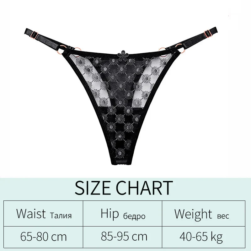 Thin Sexy Girls G String Thong Panties Women Briefs Flower Hollow Out Transparent Underwear Female Lingerie