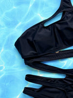 Sexy Hollow Out Bikini Set 2026 Women Black One Shoulder Bandage One Piece Swimsuit Summer Bathing Suit High Waist Swimwear
