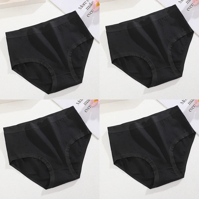 4Pcs/Set Women Cotton Briefs Seamless High Waist Breathable Underwear Female Stretch Comfortable Lingerie New solid color Panty