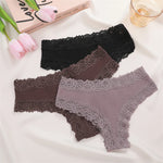 New Lace Seamless Cotton Panties Ribbed Maillard Brazilian Pants LowWaist Women Panties Breathable Girls Underwear Soft Lingerie