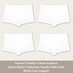 New 4PCS Women's Panties Cotton Seamless Sports Boxers Underwear Female Solid Color Cozy Lingerie Intimate Underpants XS-XL