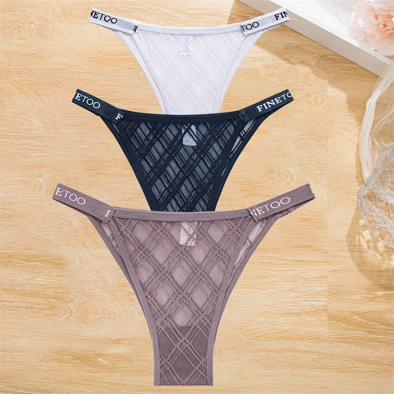 3Pcs/Set Cotton Panties Women Letter Belt Lace Sexy Briefs Seamless Low Rise Underwear Ladies M-XL Underwear Girls Lingerie New