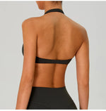 Fitness Sports Bra Women Halter Top High Support Push-up Open Back Gym Wear Hanging Neck Fitness Bar Yoga Bar Workout Underwear