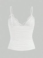 Sexy Contrast Lace Bow Front Crop Cami Top Women 2024 Summer Grunge Punk Y2K Clothes Ruched Skinny Backless Tee Shirt