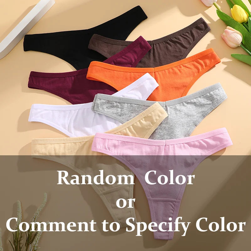3PCS Seamless Thong Cotton Women Thin Strap Low Waist High Flexibility Panties Sexy Underwear Ladies Briefs T-back Soft Women