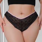 1pcs Mid Waist Plus Size 1XL-4XL Floral Sexy Lady Briefs Underwear Women Panty Breathable Comfortable Black Female Underpants