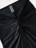 2025 New Pure Color Long Split Bikini Cover up Beach Dress Women Sexy Half Skirt Cross Border Fashionable Casual Wear