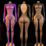 Hot Sexy Lingerie Erotic Crotchless Women Mesh Hollow Bodystockings Full Sleeve LeopardSling Hanging Neck Underwear Body Suits