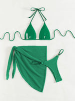 Sexy Brown Bikini Set 2026 Women Halter Push Up Bra Skirt 3 Piece Swimsuit Summer Bathing Suit Cover Up Thong Swimwear Biquini