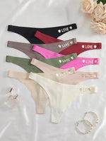 8PCS Seamless Underwear Letter Waistband Women's Panties Soft Girls Brief Sexy Lingeries Thong Solid Panty Female Intimate