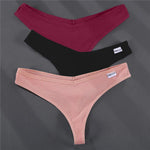 3PCS Cotton Women Thongs Panties Sexy Low Waist Cotton Briefs Female T-Back G-string Girls M-XL Intimate Lingerie